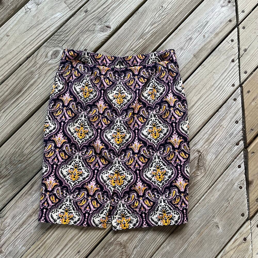 J.Crew Women's The Pencil Skirt Colorful Jacquard Print Skirt Size 2